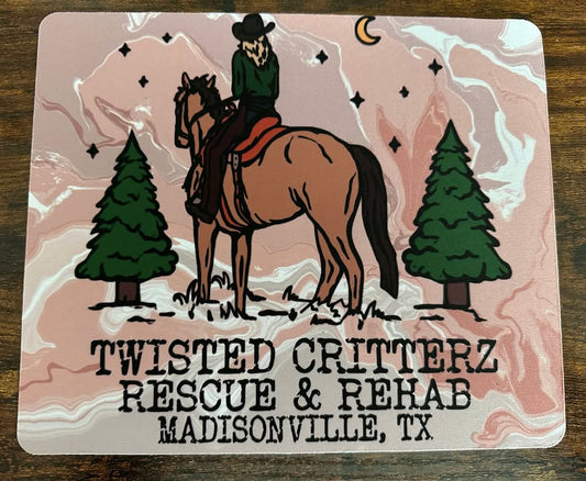 Mouse pad girl on horse